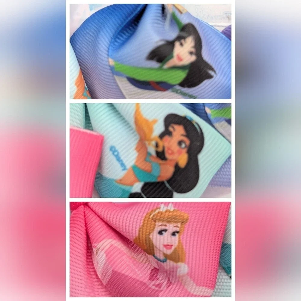 NWT 7 Colorful Disney Princess Hair Bow Clips